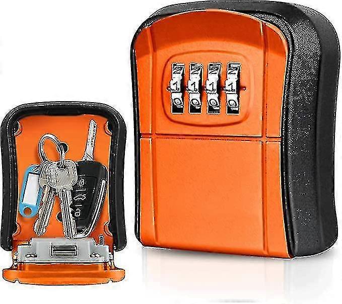 Key Box Wall Mounted Mini Key Safe Outdoor Key Box With 4 Digit Numeric Code (orange) Crjjkoy