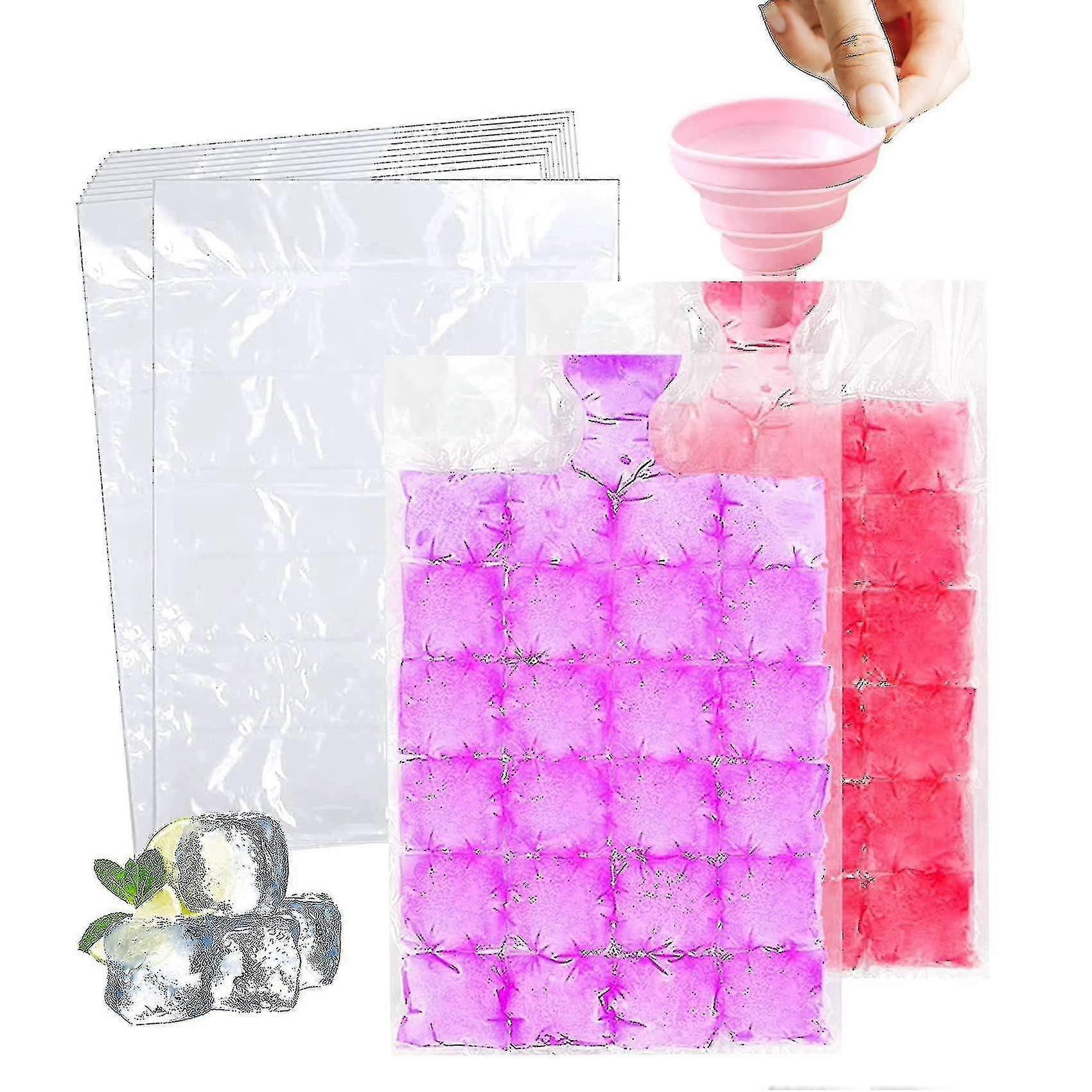 20 Pcs Ice Cubes Disposable Ice Bag, Easy-release Ice Cube Trays With Silicone Funnel