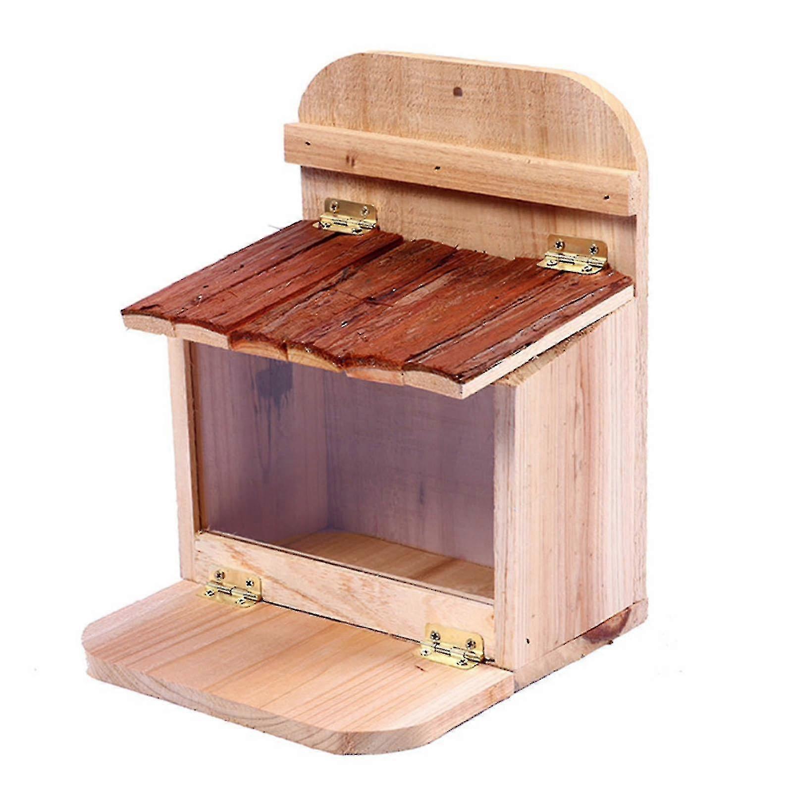 Squirrel Feeder Natural Easy Installation Handmade Wooden Squirrel Bird Food Feeder For Yard