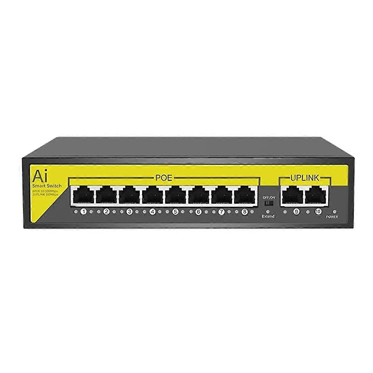 48v 8ports Poe Switch Ethernet 10/100mbps Ieee 802.3 Af/at For Ip Camera/cctv Security Camera System/wireless Ap Eu Plug
