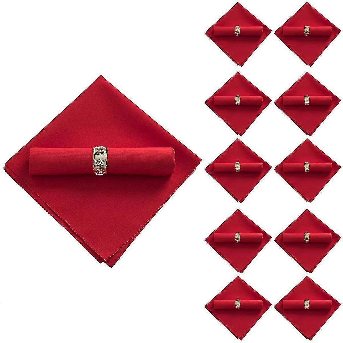 10 قطع 48X48 سنتيمتر البوليستر القماش المناديل لمطعم حفل عشاء حفل زفاف ، أحمر كبير