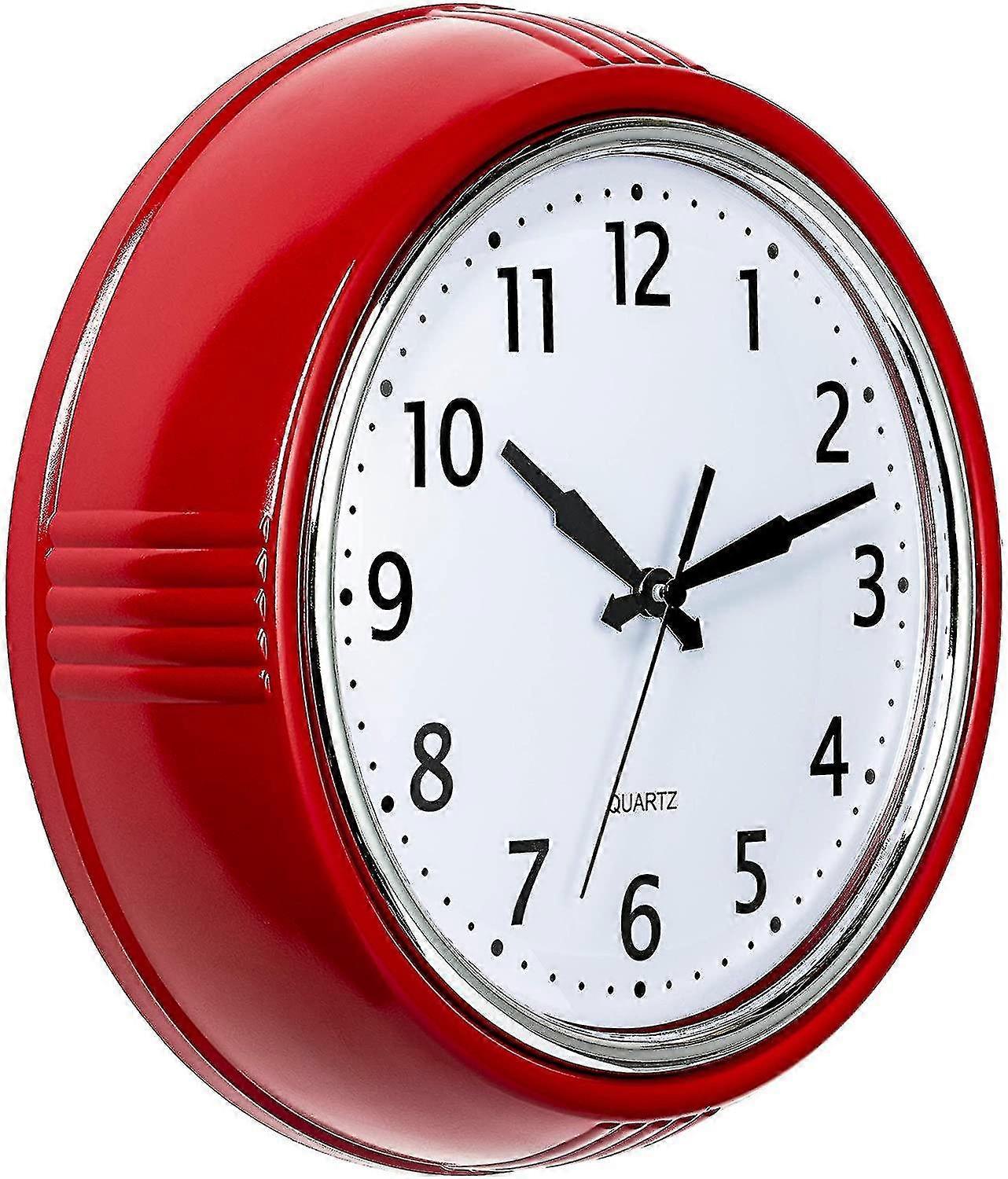 Relógio de parede retrô 10 polegadas red kitchen 50's Vintage Design Round Silent Non Ticking Bateria Operada Relógio de Quartzo