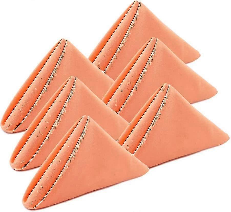 مناديل قماشية من لون السلمون، مصنوعة من القطن بنسبة 100%، مجموعة من 6 قطع. مناديل مطبخ برتقالية وردية اللون