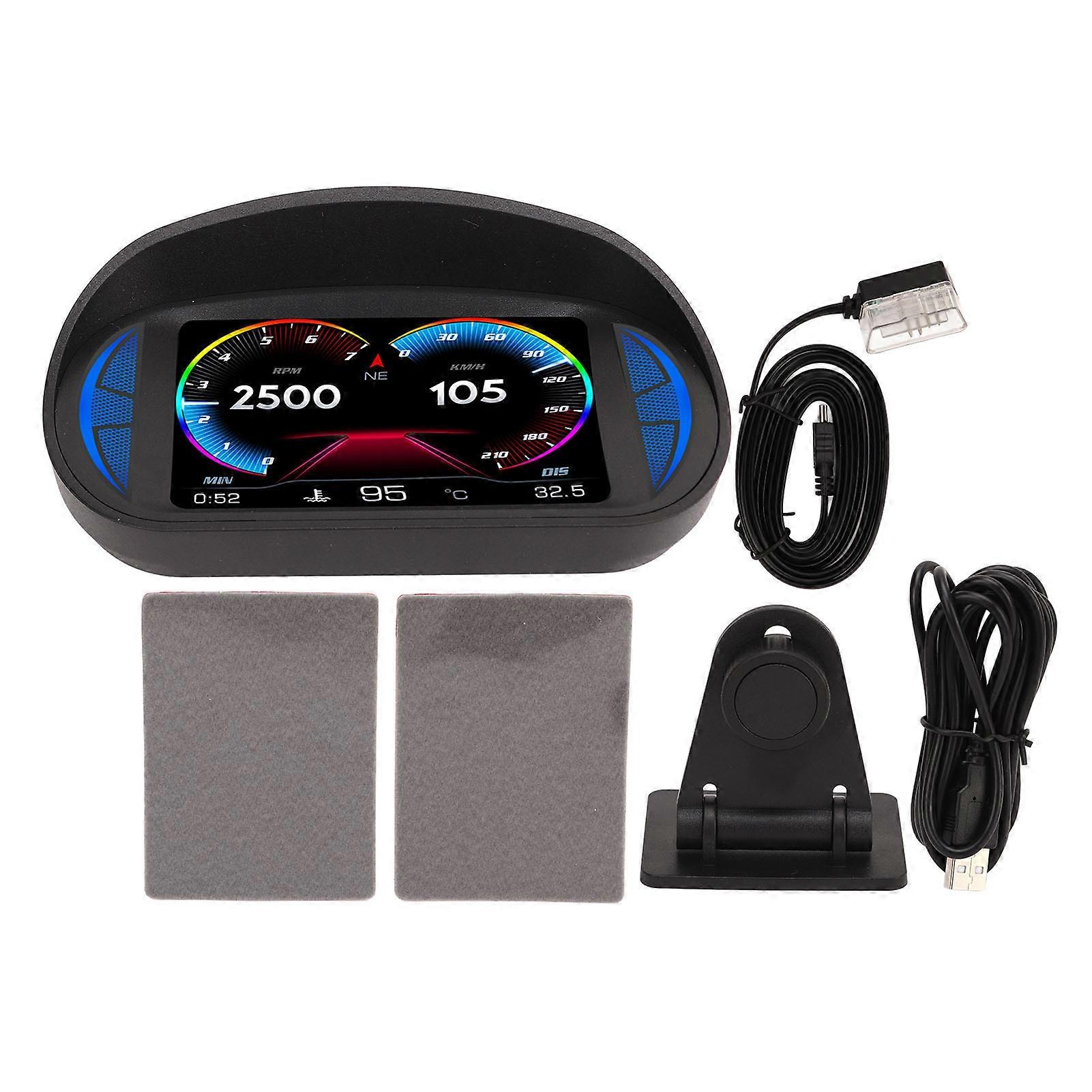 Car HUD Display OBD2 GPS Mode with Inclinometer Compass Speed RPM Warning Function Universal for Cars