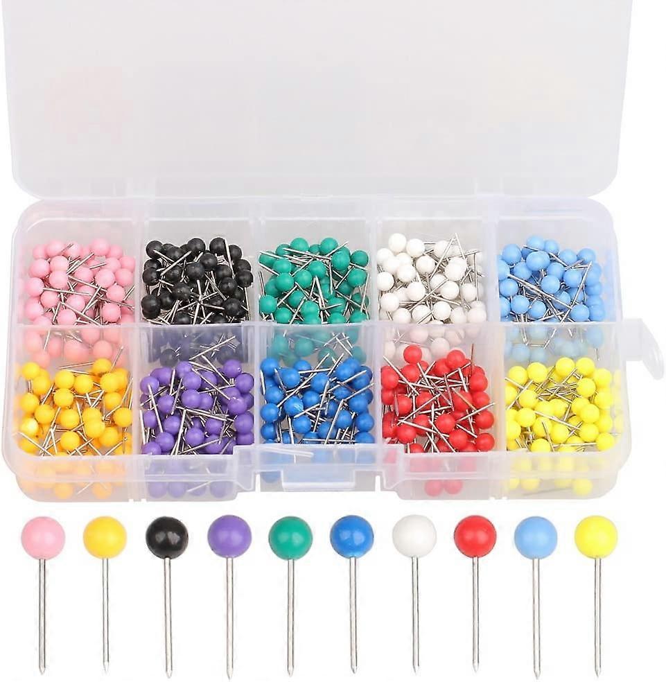 Map Push Pins 500 Pack Plastic Round Head Steel Tip Assorted Colors