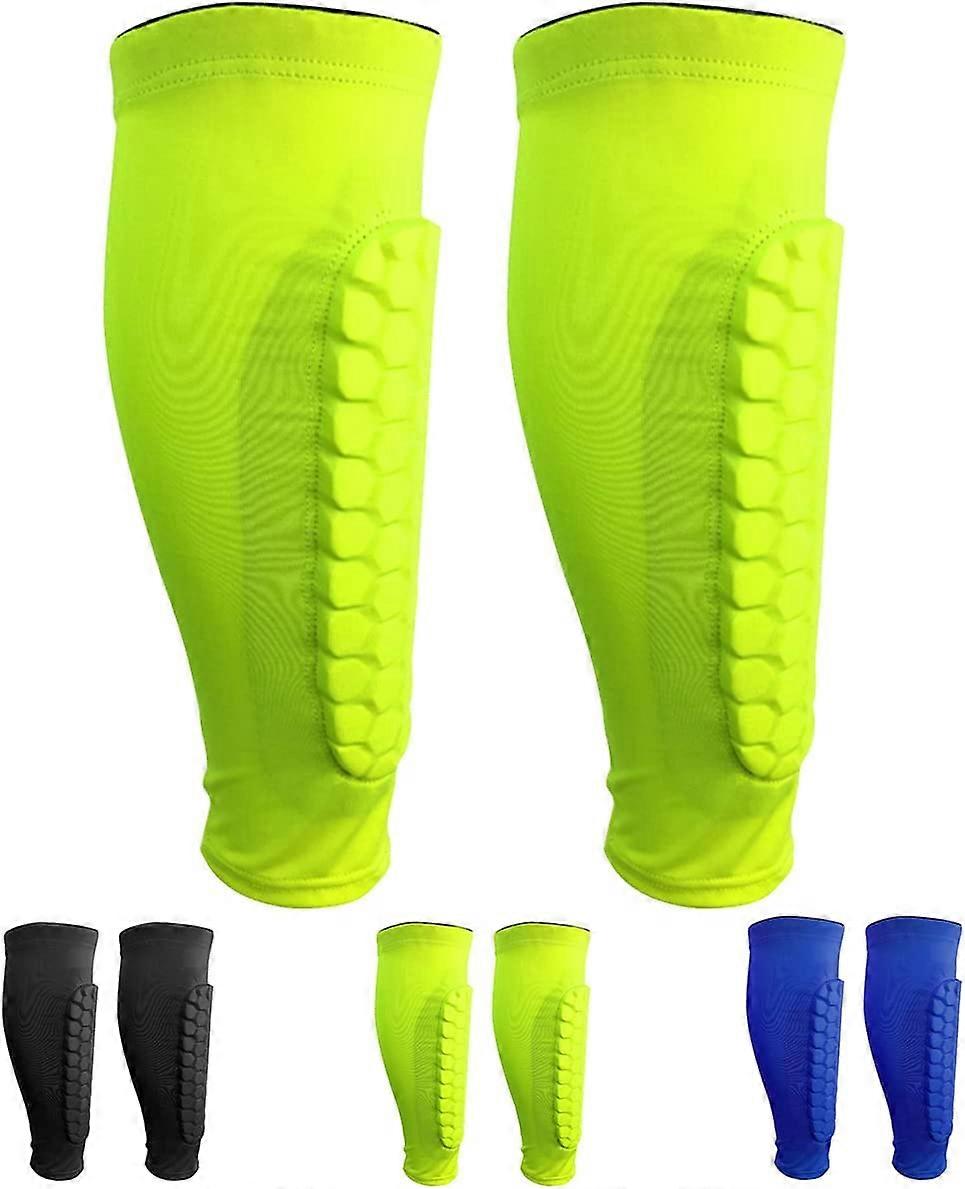 1 Pair Soccer Shin Guards(GreenL), Calf Protection Sleeve Professional Anti-shock Shin Guards for Men, Women and Youth