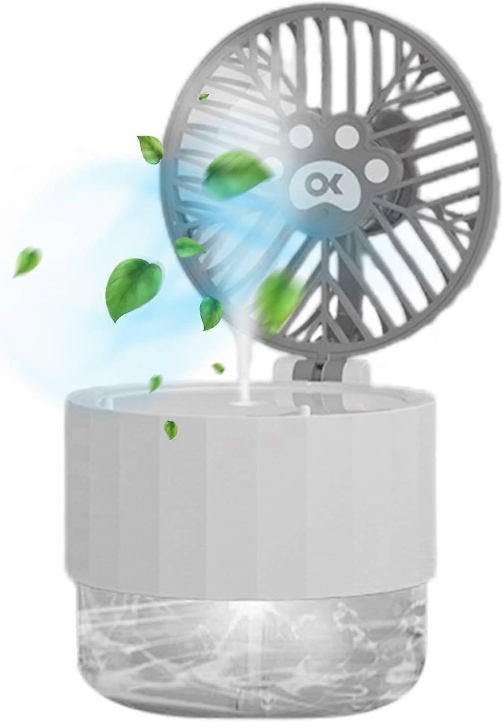 Set da 2 pezzi Ventilatore da tavolo portatile Ventola nebulizzatrice unica con nebulizzatore d'acqua Ventilatore sportivo con regolazione dell'angolo esterno Mini ventola USB a prova di caduta Ventilatore vivavoce f
