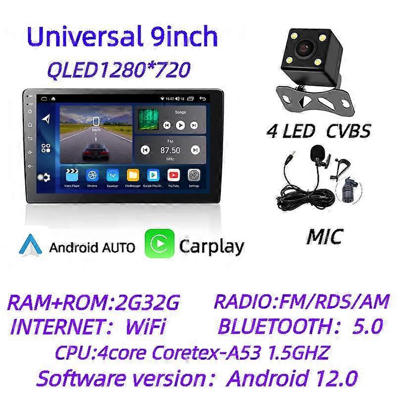 Android 12.0 universeller Stil Auto Multimedia-Player drahtlos carplay2DIN Autoradio Android AUTO, GPS Auto intelligentes System DSP