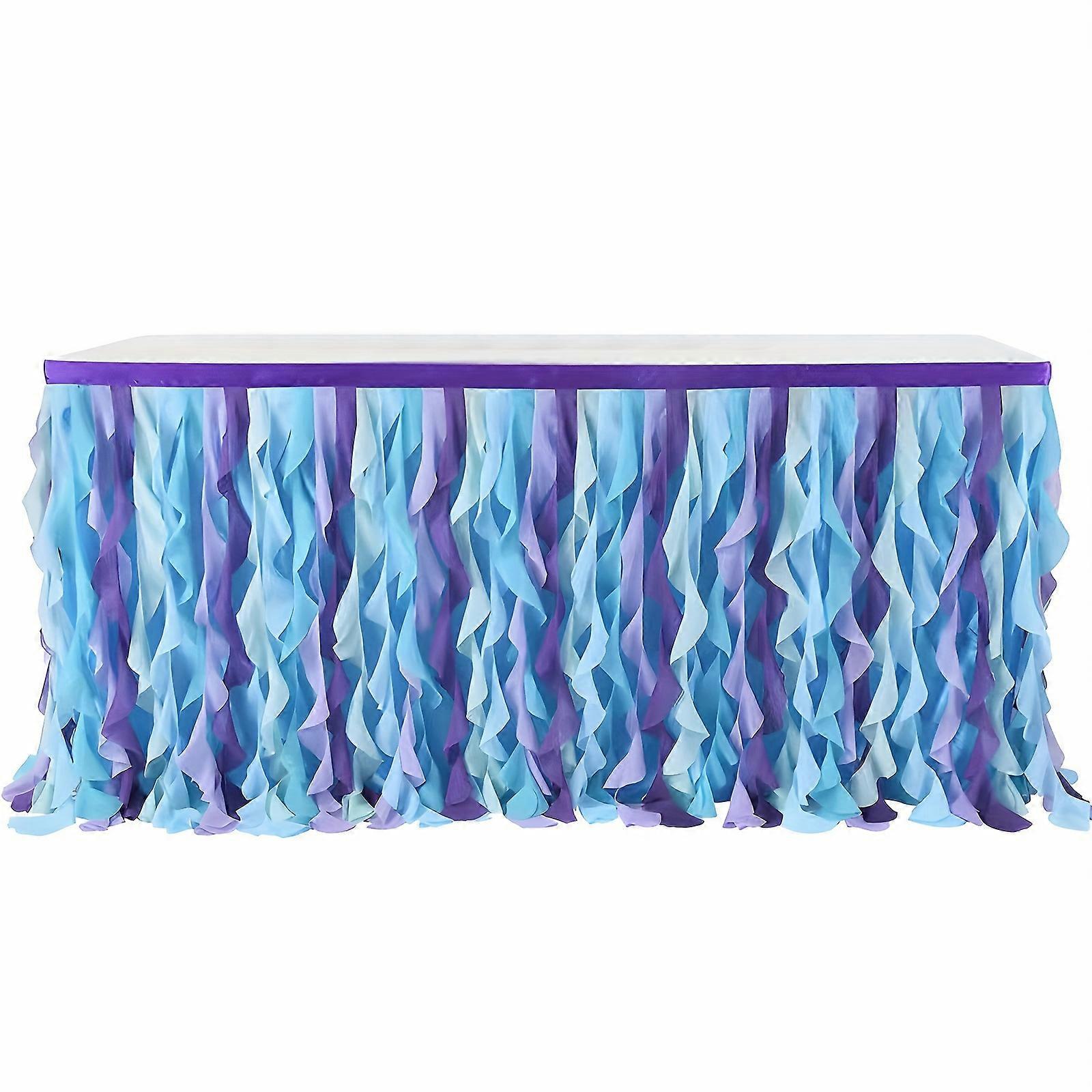 Set, Mermaid Curly Willow Tulle Ruffle Table Skirt For Rectangle Round Tables, Tutu Table Cloth Skirt For Wedding, Bridal Shower, Baby Shower, Birthda