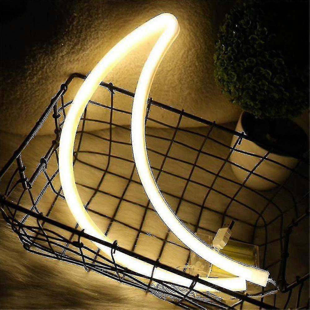 Cute Moon-shaped Led Neon Wall Light Suitable For Home, Festivals