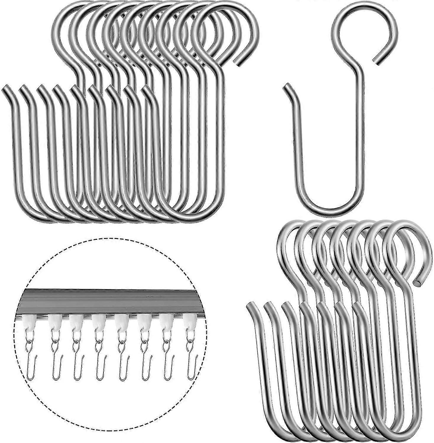 120 Pieces Curtain Track Hooks Metal Curtain Hooks Drapes Curtain Wire Hooks Stainless Steel Small S Hooks For Ceiling Track