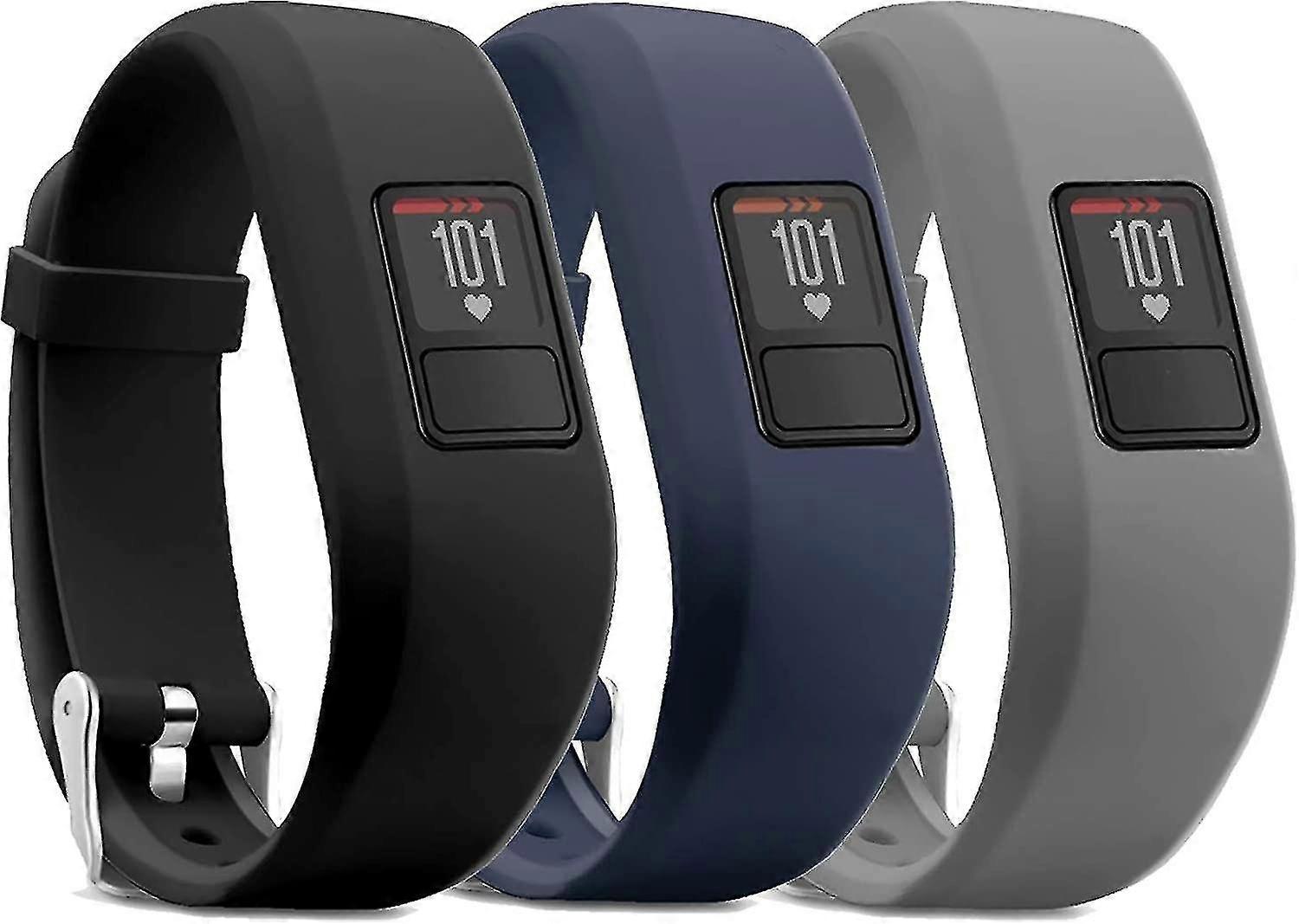 Adjustable Replacement Wristbands With Watch Buckle For Garmin Vivofit 3/jr/jr 2 Bands 3pack Black&navy&gray
