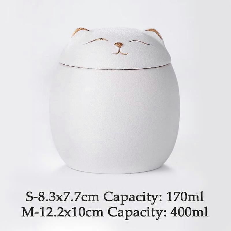Pet Cat Urn Ashes Cat Shape Memorial Cremation Urns Handcrafted Black Decorative Urns For Funeral Cat Urn Cat Memorial Ceramic material 400ml