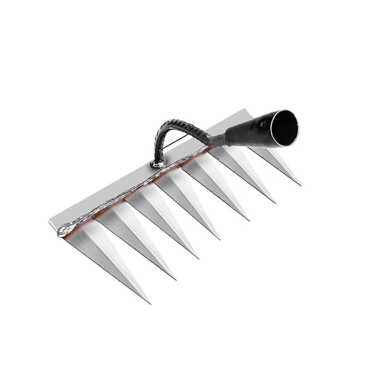 7-tines Garden Rake For Weeding And Soil Loosening, Steel Rake With Triple Welding Connection For Heavy Duty Work