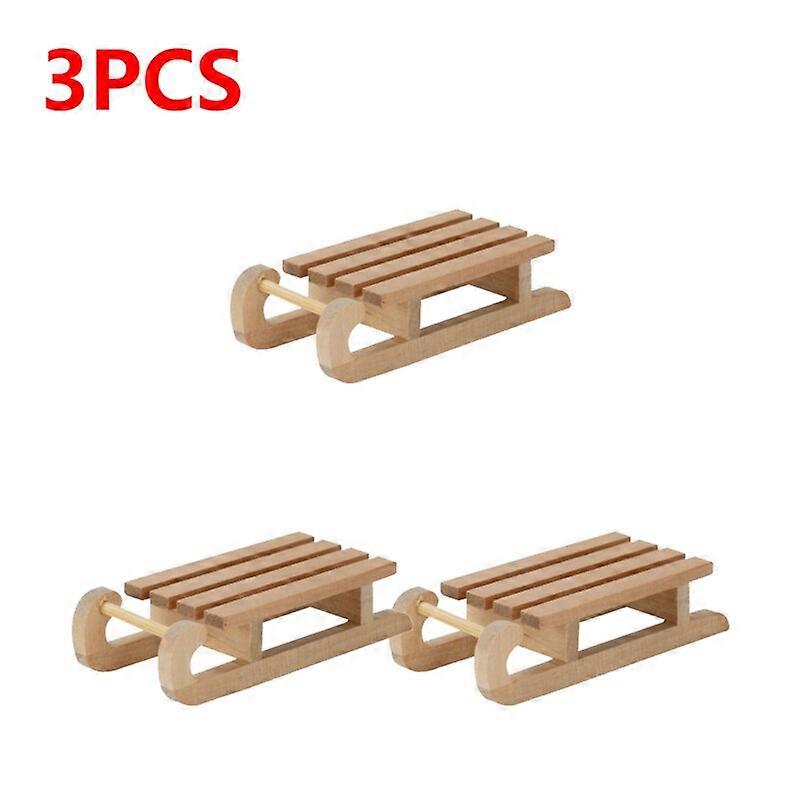 10-1pcs Mini Simulation Snow Sled Handmade Wooden Sleigh Desktop Craft Home Decor Snow Sled Ornament Odorless for Doll House Dexterity Games