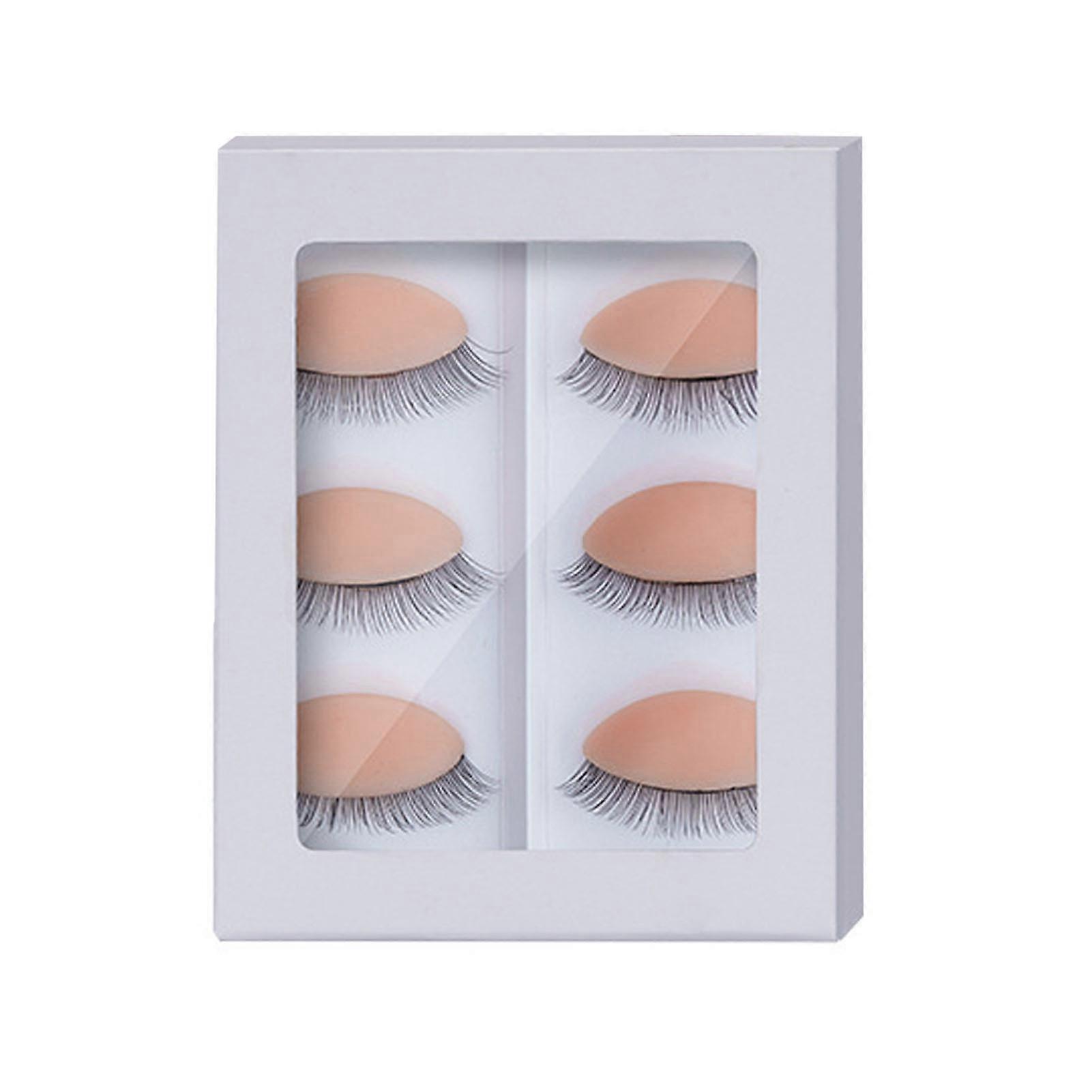 3Pairs Silicone Double Eyelashes Makeup Practice for Mannequin Head for Beginner