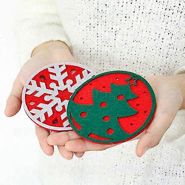 10pcs Christmas Drinking Cup Mat Snowflake