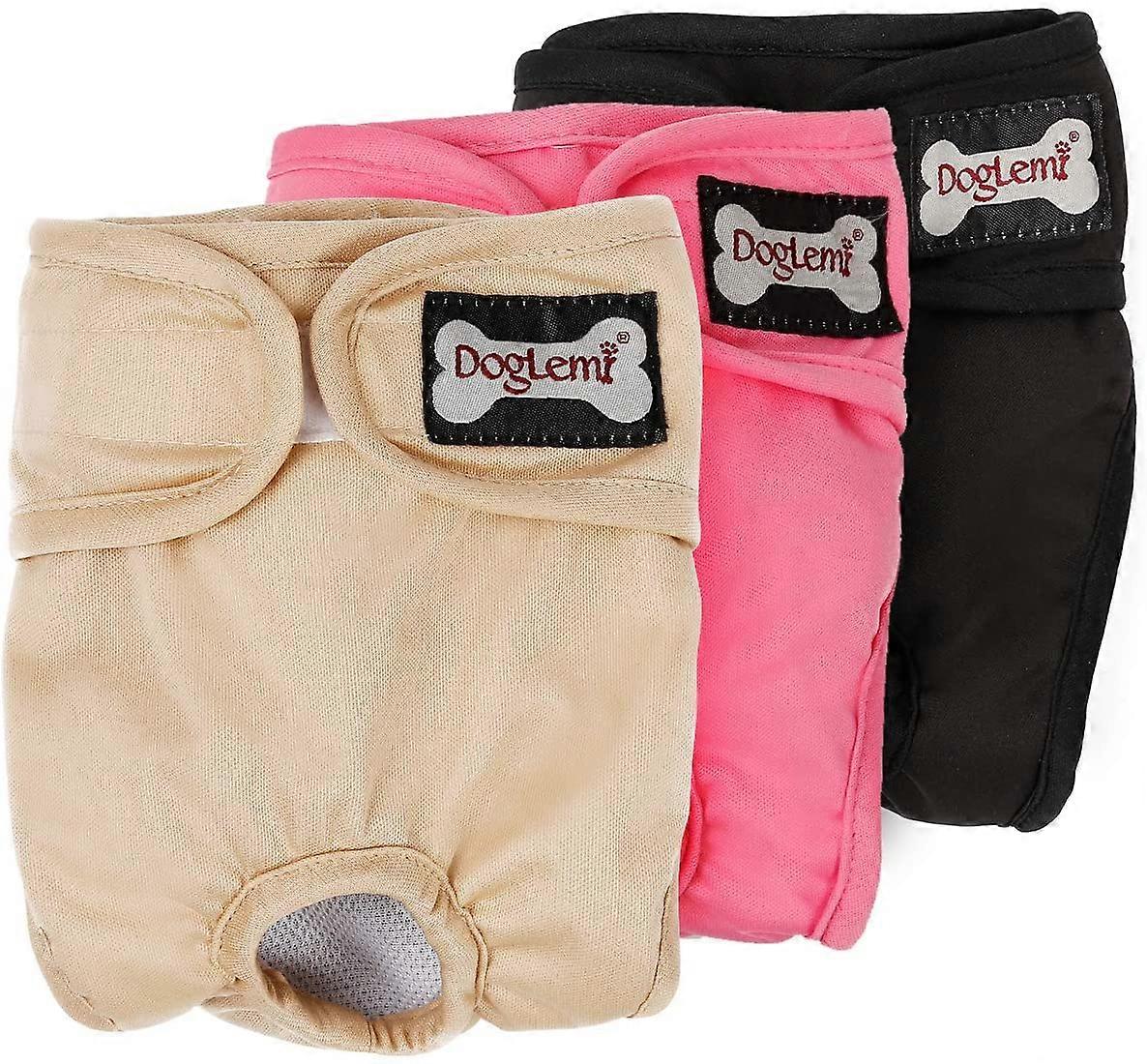 3-Pack Washable Reusable Puppy Leak-Proof Physiological Nappies Pants
