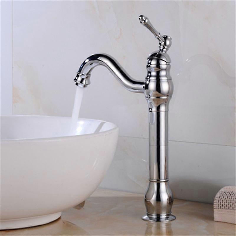 Tall Basin Faucet 360 Rotatable Single Handle Bathroom Basin Sink Faucet Bathroom Single Hole Lever Basin Faucet, Chrome, Faucet