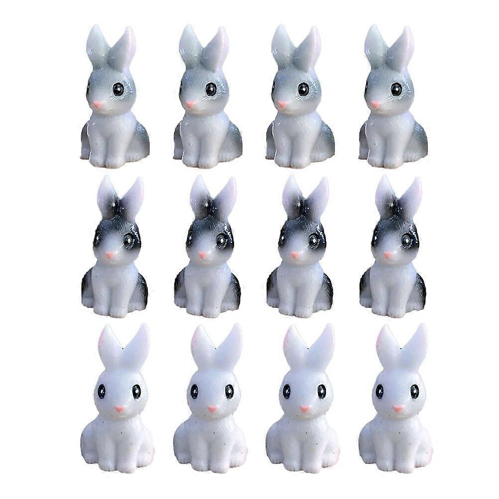 12Pcs Resin Easter Rabbit Models Small Easter Micro Figurines Rabbit Adornments