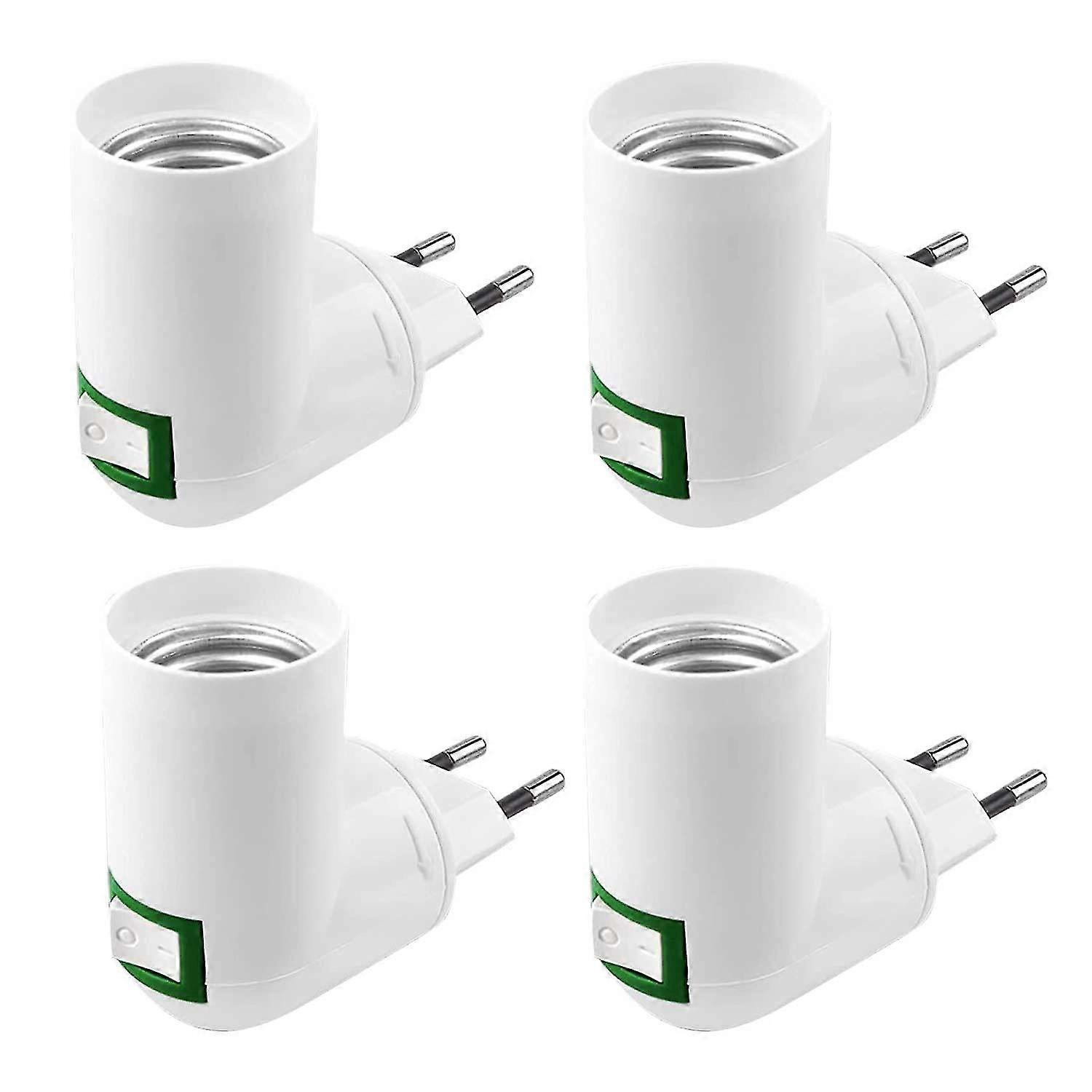 4 Pieces E27 With Switch Construction Socket Ac 220v Electrical Socket For Kitchen Wall Lamp Adapter Led Light Bulb Holder (white)
