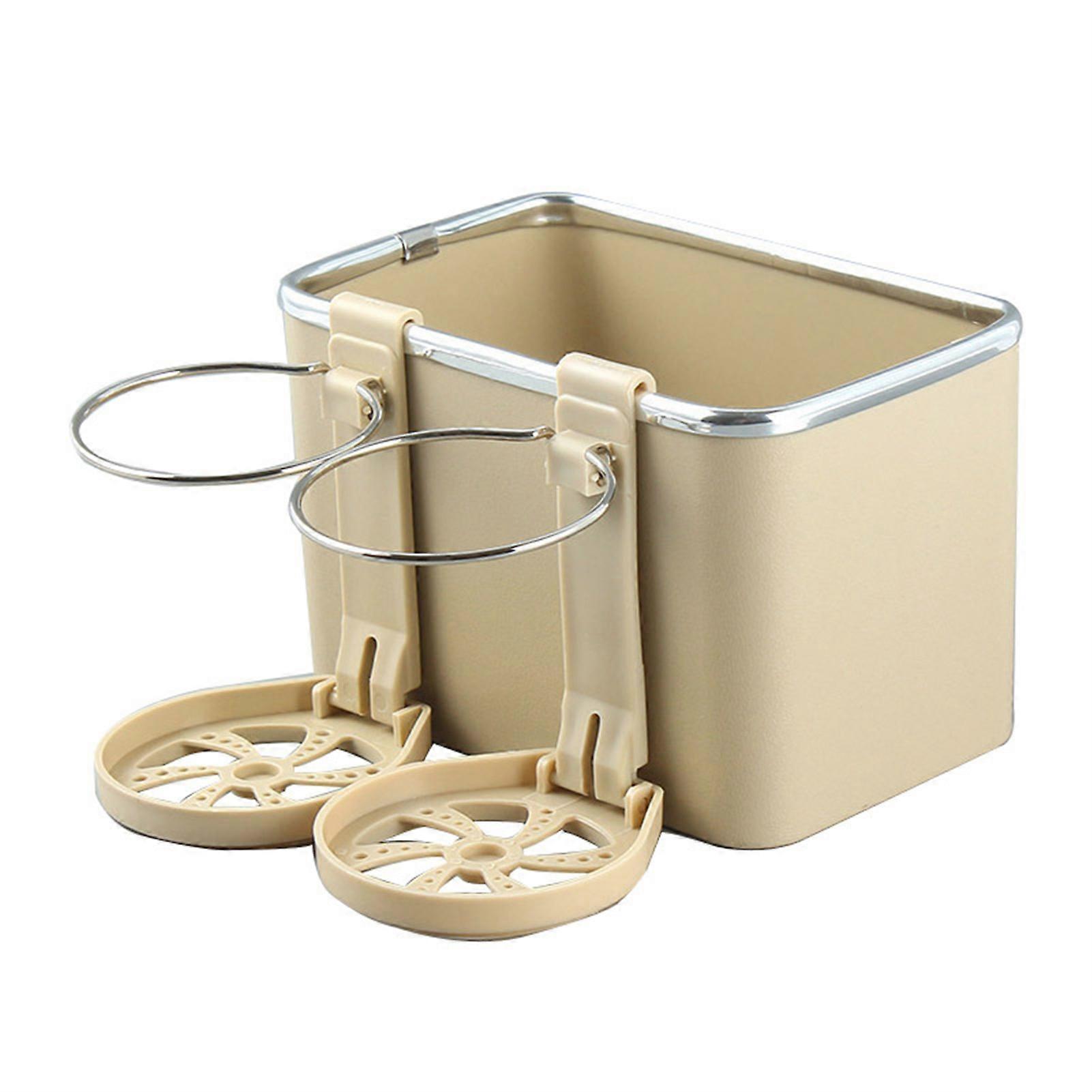 Car Armrest Cup Holder Auto Interior Storage Organizer Car Essentials for Water Cup/Tissue With 2 Foldable Cup Holders