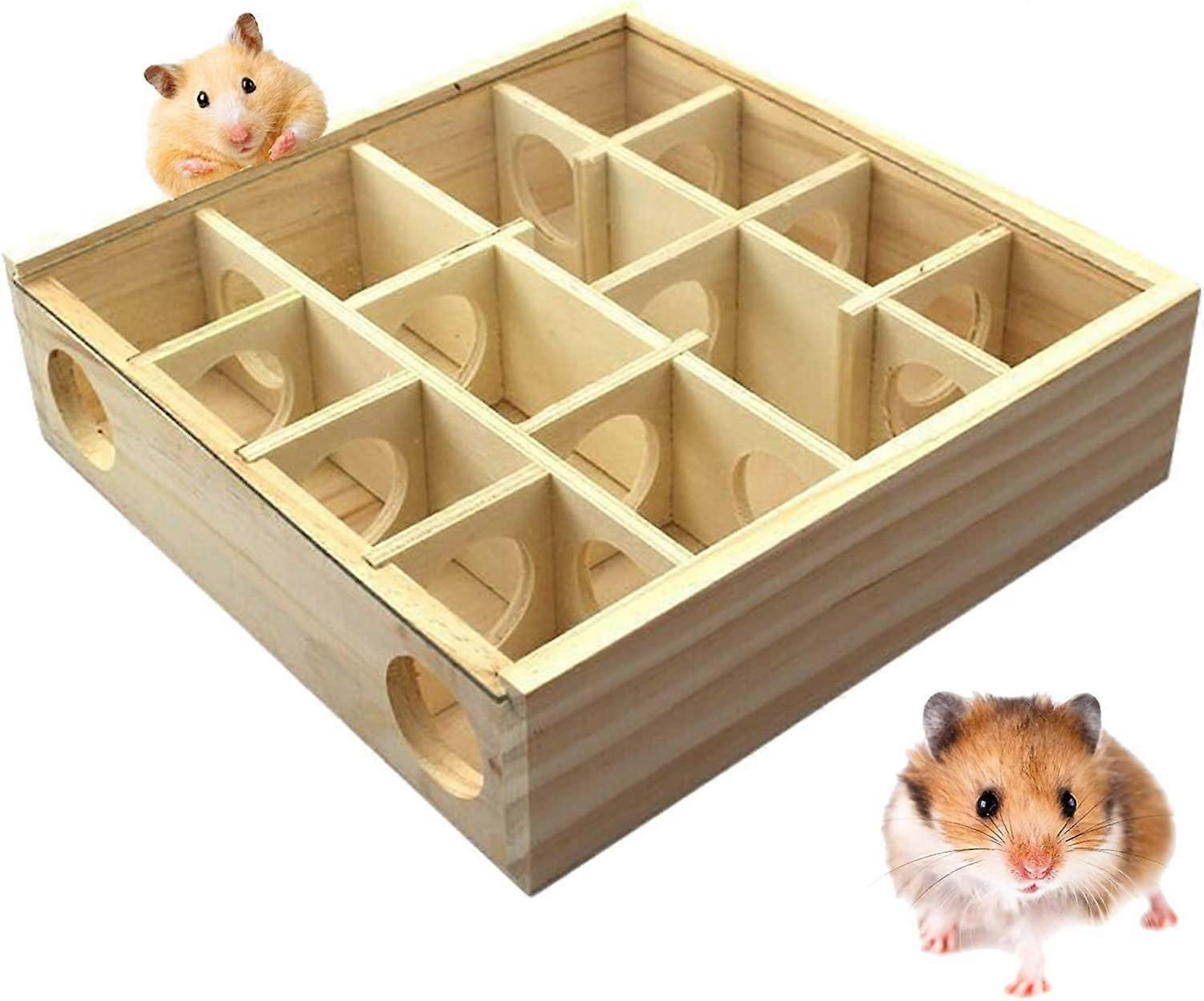 Hamster Wooden Maze Tunnel with Plexiglass Cover Tunnel Exploring Toys for Small Gerbil Mice Dwarf Hamster