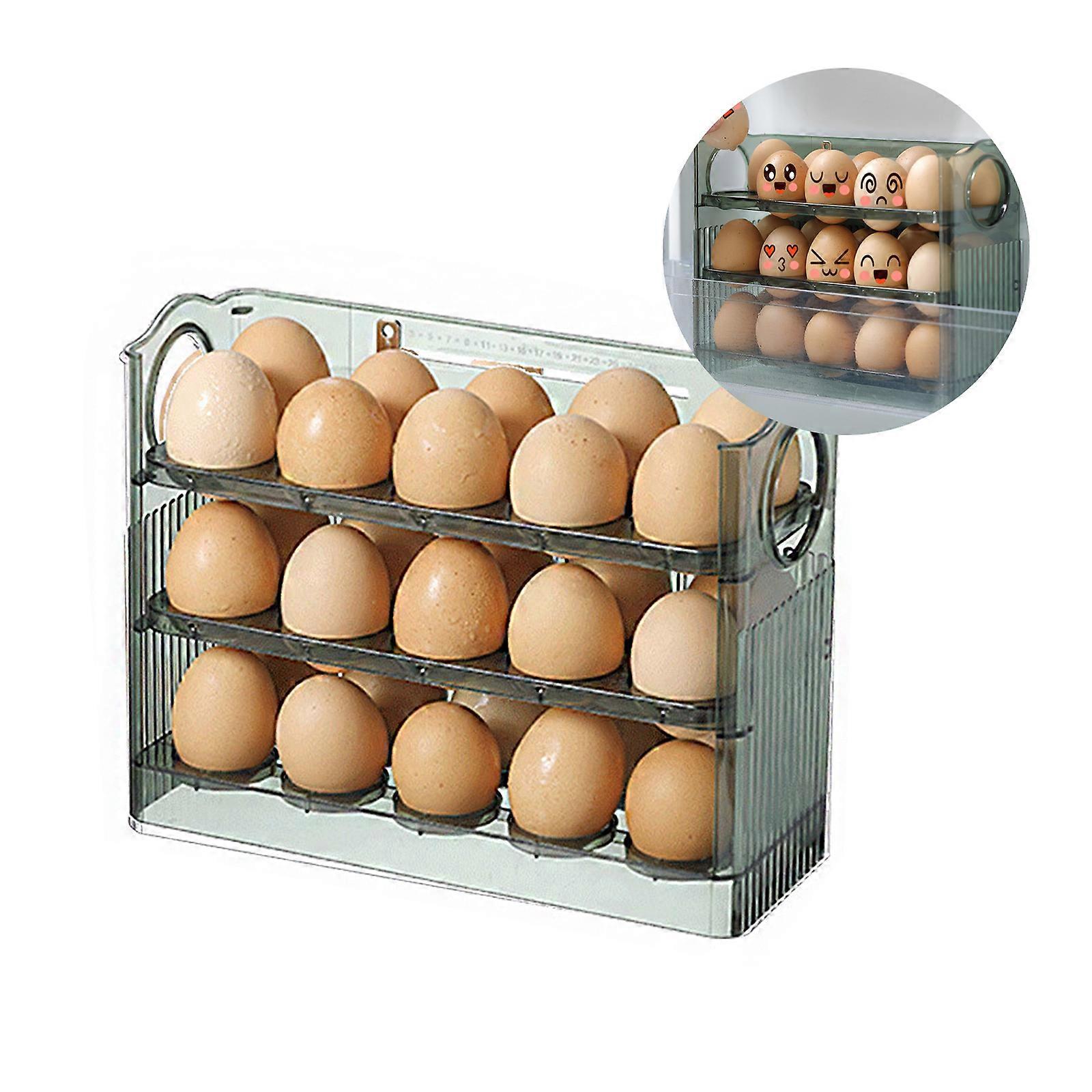 2023 New Egg Holder For Refrigerator Storage Box Multipurpose Easy To Clean 30 Eggs Large Capacity&Space Saver Fridge Organizer