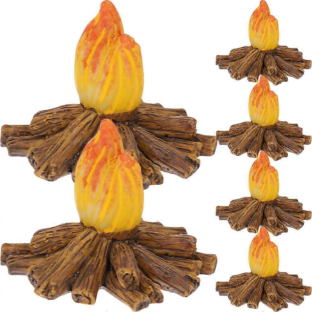 6Pcs Miniature Campfire Model Fire Landscaping Props Miniature Decoration
