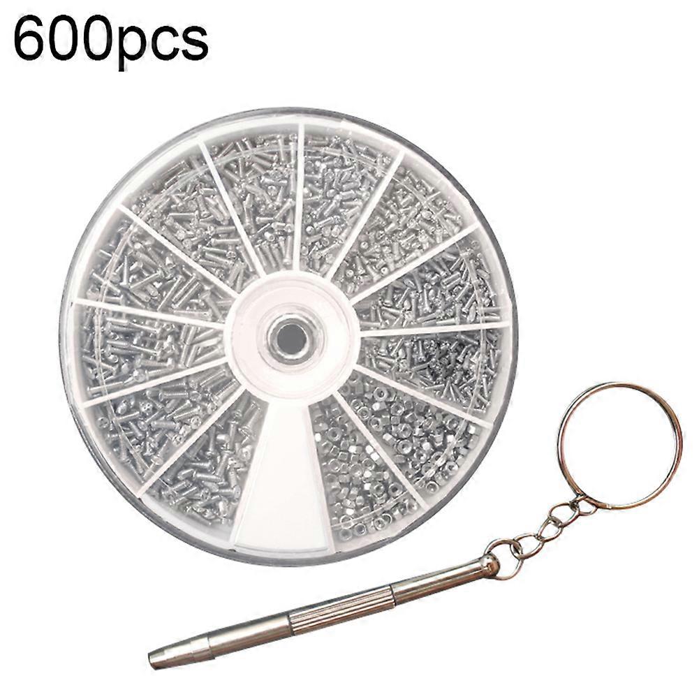600/1000Pcs M1.2/1.4/1.6 Screw Nut Eyeglasses Watch Repair Tool Assorted Kit