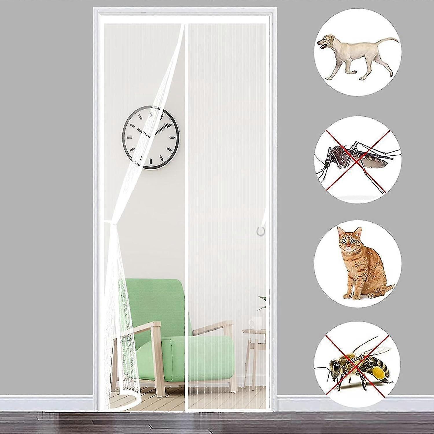 Mosquito Net Magnetic Door 120x210 cm (47x83 in) Mosquito Net Curtain Self Closing Fly Screen, White