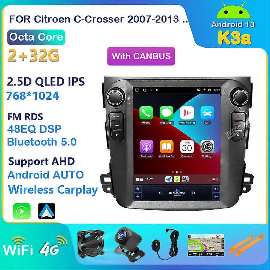 Autoradio Multimédia GPS Android Pour Citroen C-Crosser 2007-2013 Peugeot 4007 Mitsubishi Outlander xl 2 CW0W 2005-2011