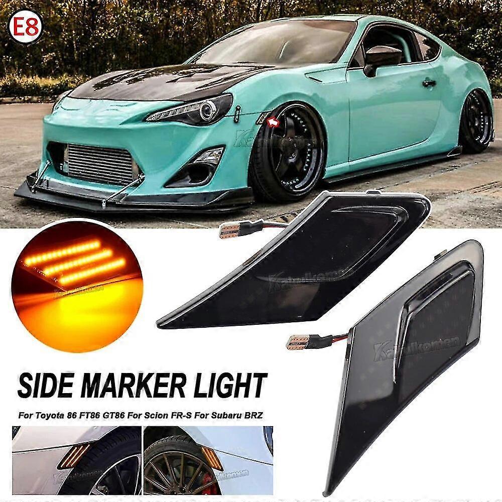 2 Pezzi Indicatori Di Direzione Laterali A LED Per Toyota 86, GT86, FT86, Scion FR-S E Subaru BRZ – Affumicato Nero, Luce Gialla