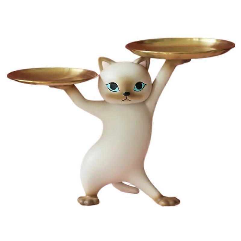Figurine Gray Cat Tray For Interior Entrance Key Desktop Storage Sculptures & Figurines