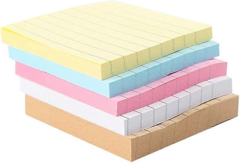 5Pcs Lined Sticky Notes Pad 3 X 3-Inches Small Square Neon Coloured Assorted Sticky Notes for Office Study or Daily Use