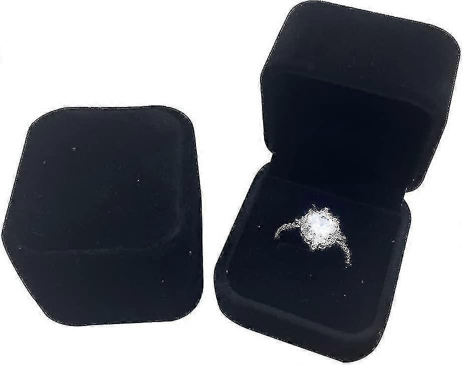 2 Stück Flanell Ring Box (schwarz)- (huali)