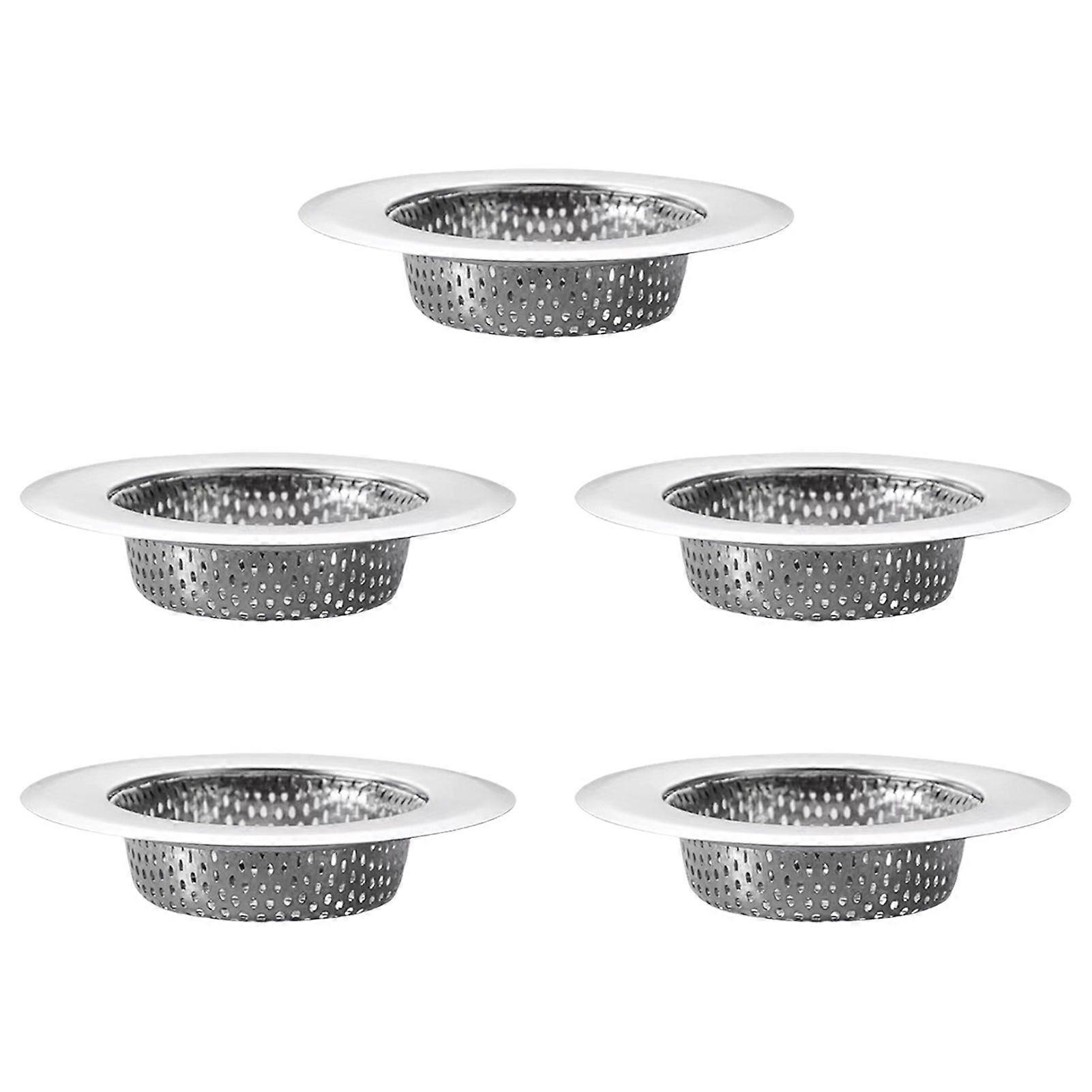 5Pcs Kitchen Sink Strainer Stainless Steel Mesh Sink Strainer with Large Wide Rim Anti-Rust Large Basket Strainer Anti-Clog Garbage Disposal Cover