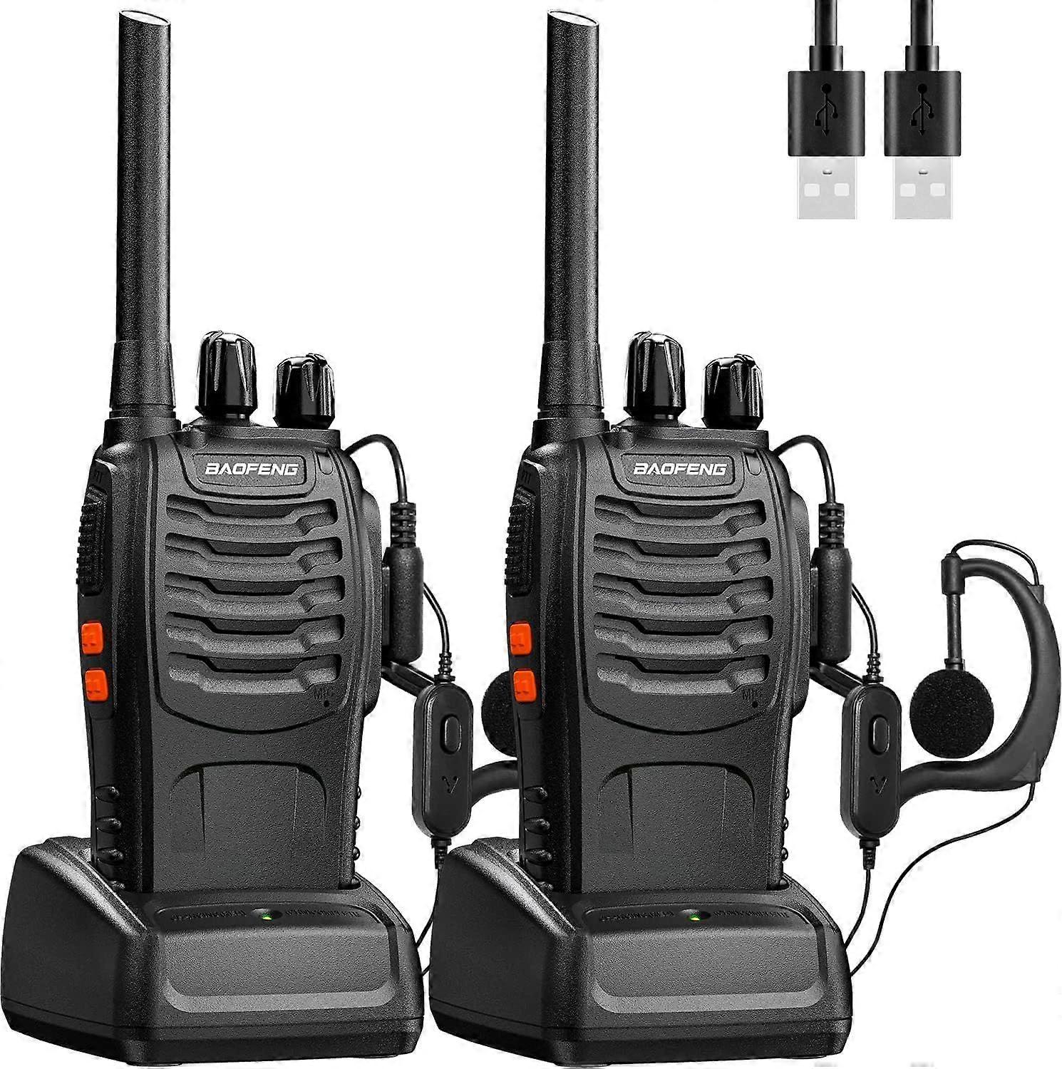 Walkie Talkies 2Pcs Two-Way Radios Set Rechargeable Long Range Interphone Portable Professional Intercoms 16 Channels Walky Talky for Adults,Earpieces