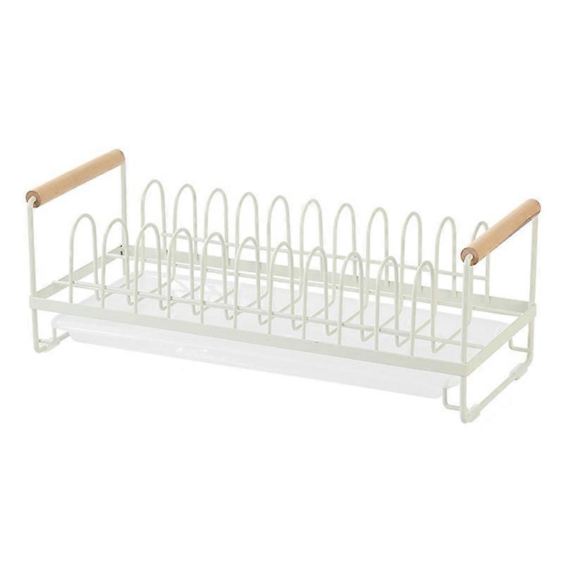 Type B MTAM Iron+PP Kitchen Countertop Storage Rack Dishes Plates Holder Organizer with Drainer Tray