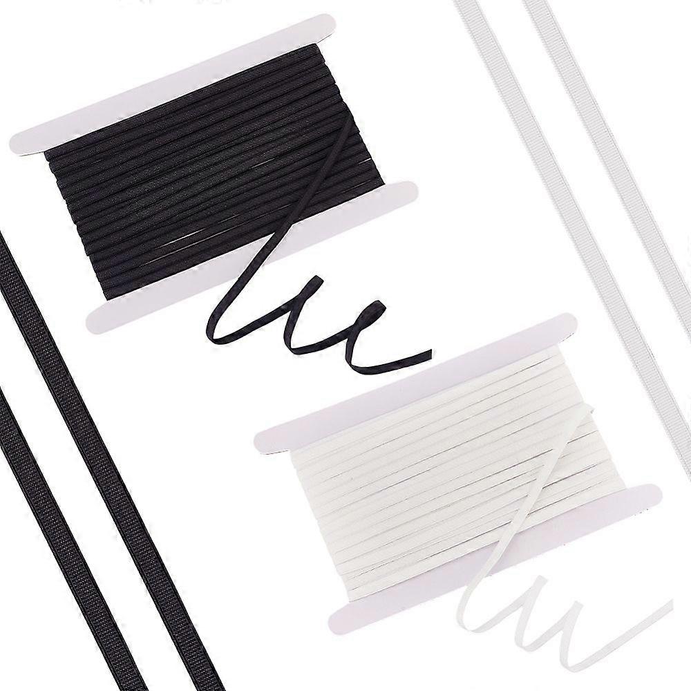 2Pcs 2 Colors Flat Nylon Elastic Cord Clothes Accessories Mixed Color 6mm about 10.94 Yards(10m)/pc 1pc/color
