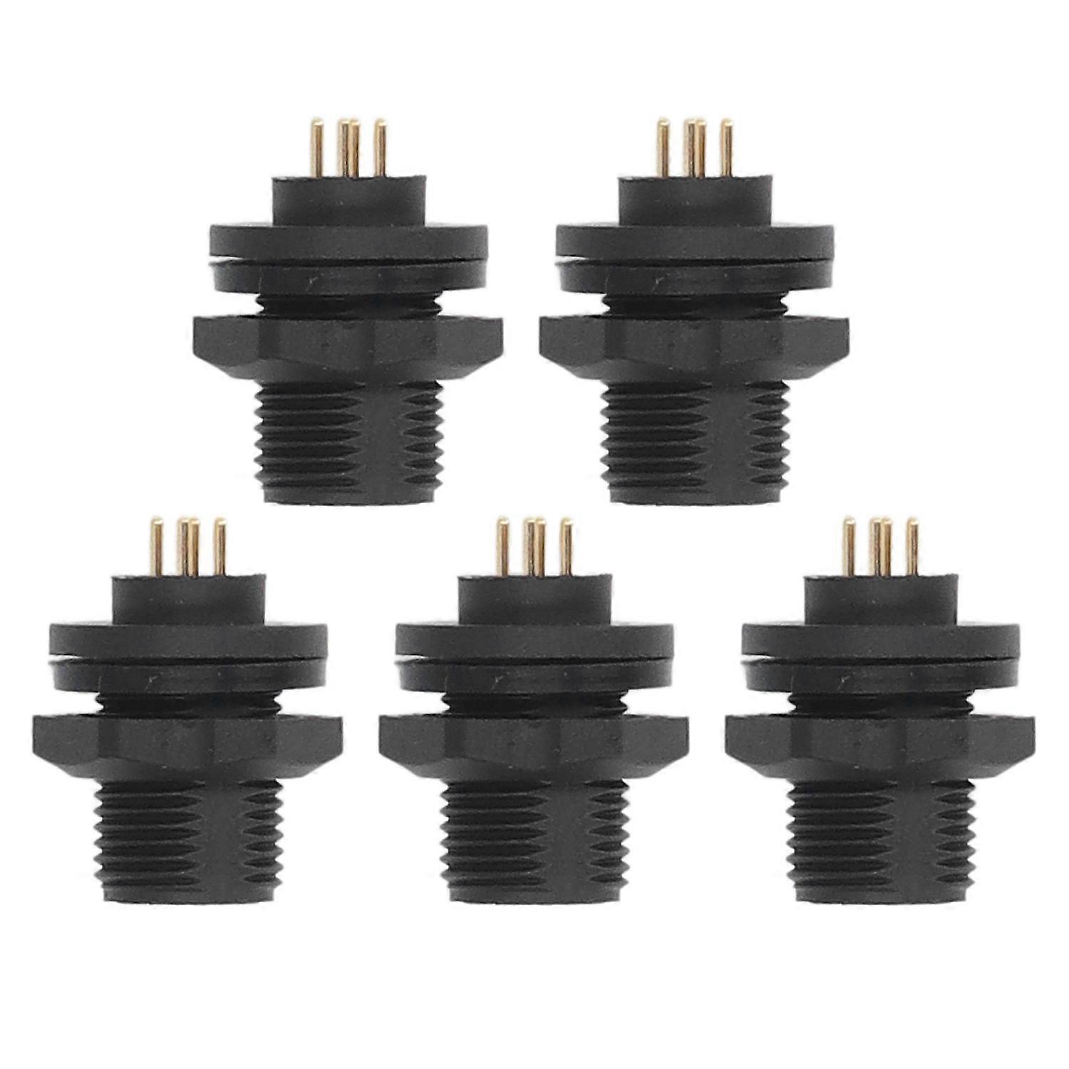 5Pcs E7 Threaded Plate Mount Pin Type Aviation Connector 4 Core 20AWG IP67 Waterproof Electrical Cab