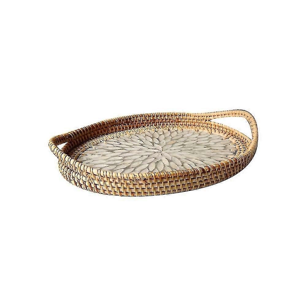 Basket Handwoven Fruit Breakfast Serving Tray Drinks Bread Plate Home Izer ,a