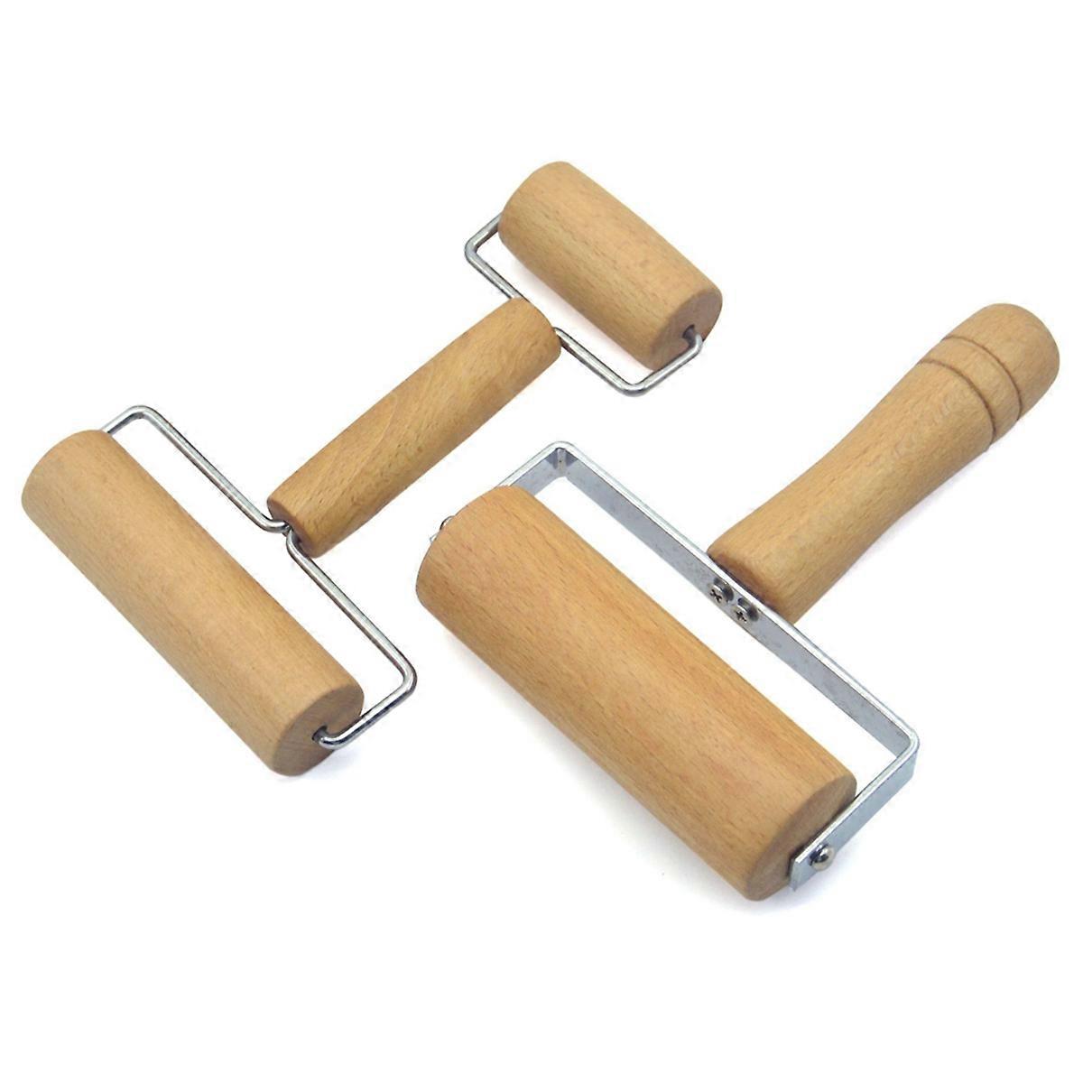 2個の木製ペストリーピザローラー、焦げ付き防止の木製麺棒、家庭用キッチンベーキング調理用のピザ生地ローラー