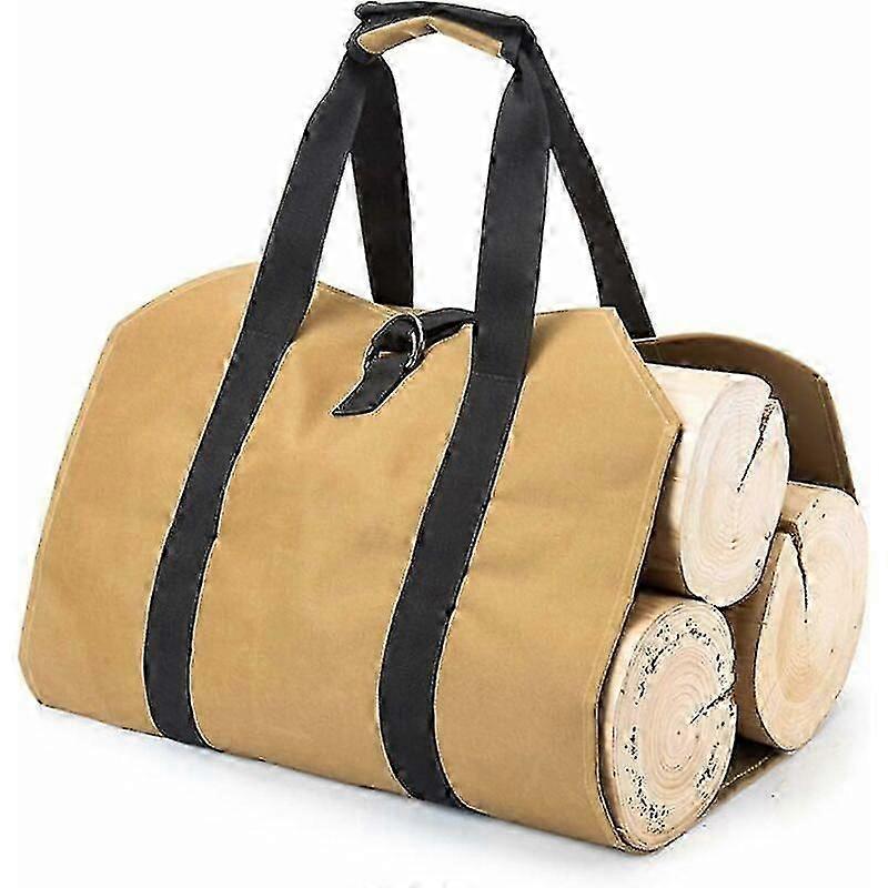 Canvas Fireplace Log Bag, Large Capacity Canvas Log Bag Water Resistant Canvas Log Carrier Bag Canvas Firewood Folding Log Bag For Indoor Fireplace Ga