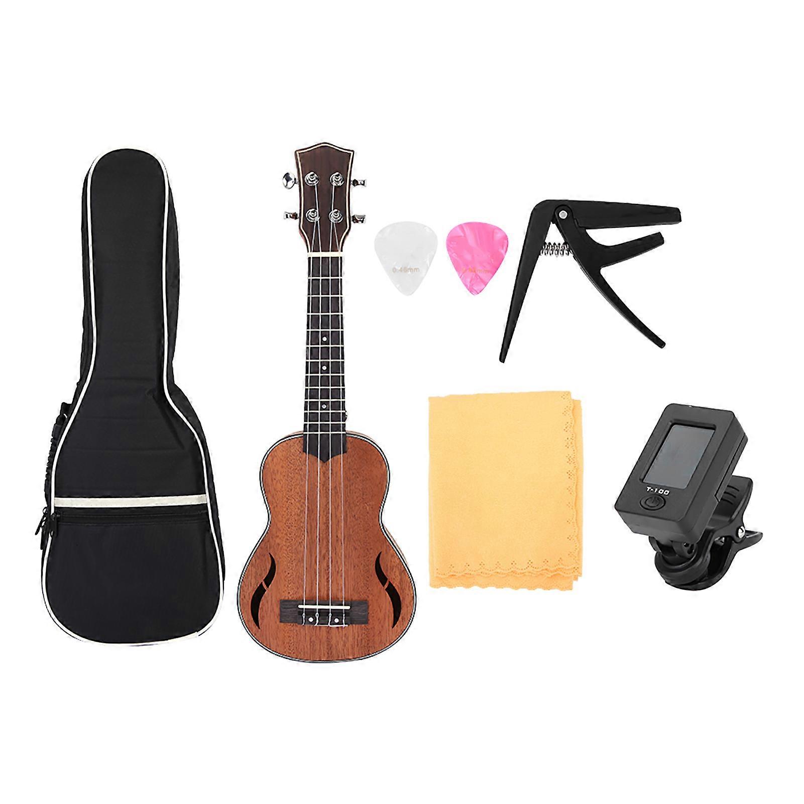 UK2160 21Inch Mahogany Ukulele Soprano Beginner Set Ukulele Starter Pack Kit