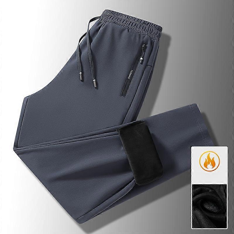 Winter Men's Warm Tight Track Pants Fleece-Lined Thick Casual Plush Sweatpants