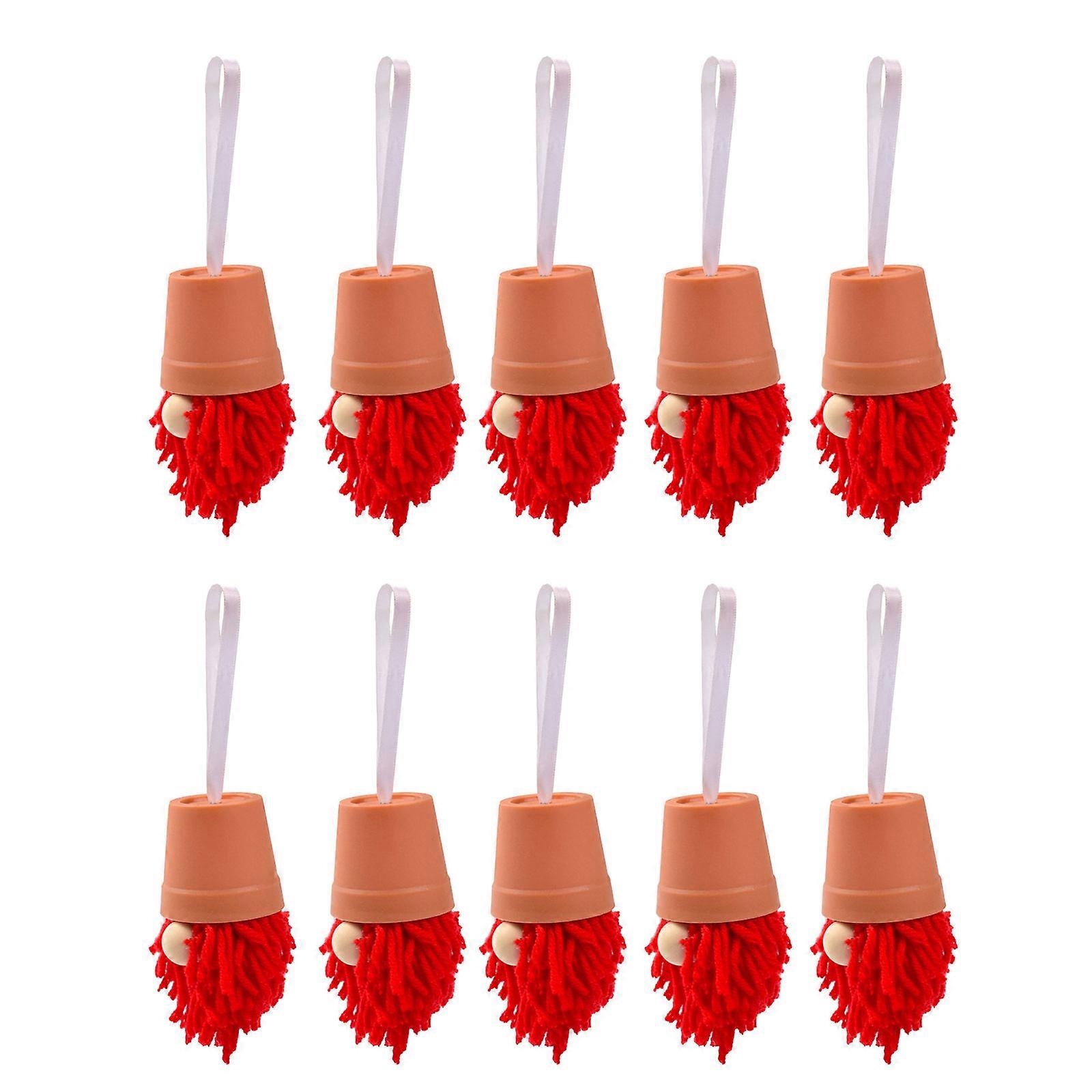 Set of 10 Cartoon Gnomes Elf Christmas Tree Hanging Figurines Ornaments Party Decors for Multiple Decorating Scenario Red
