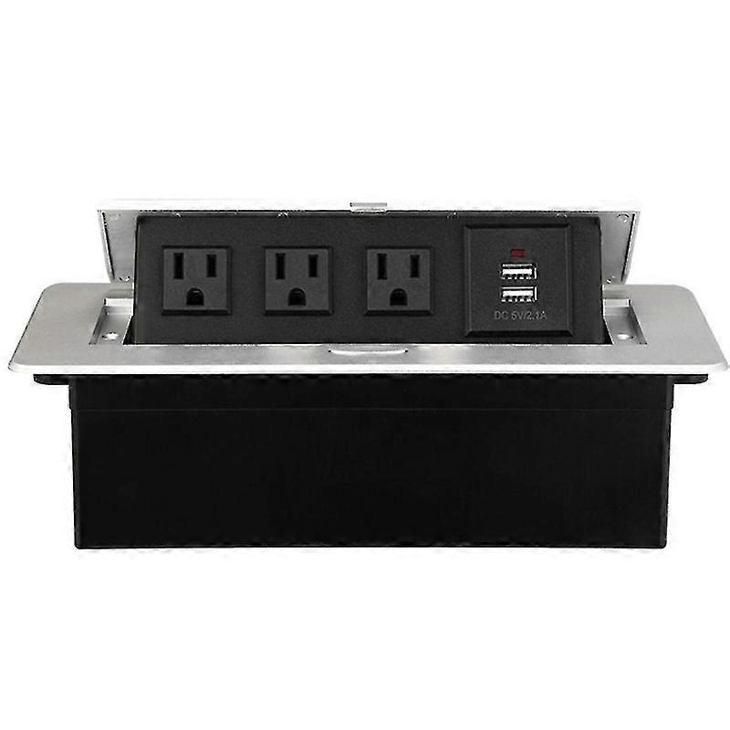 3 Prises Pop-up Floor Prise électrique Encastré Caché Comptoir Socket Floor Outlet Box Avec 2