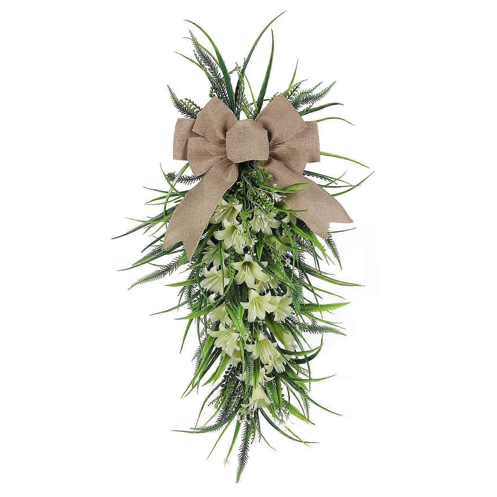Simulation Artificial Lilies Teardrop Swag for Easter Wreath and Spring Summer Front Door Decoration