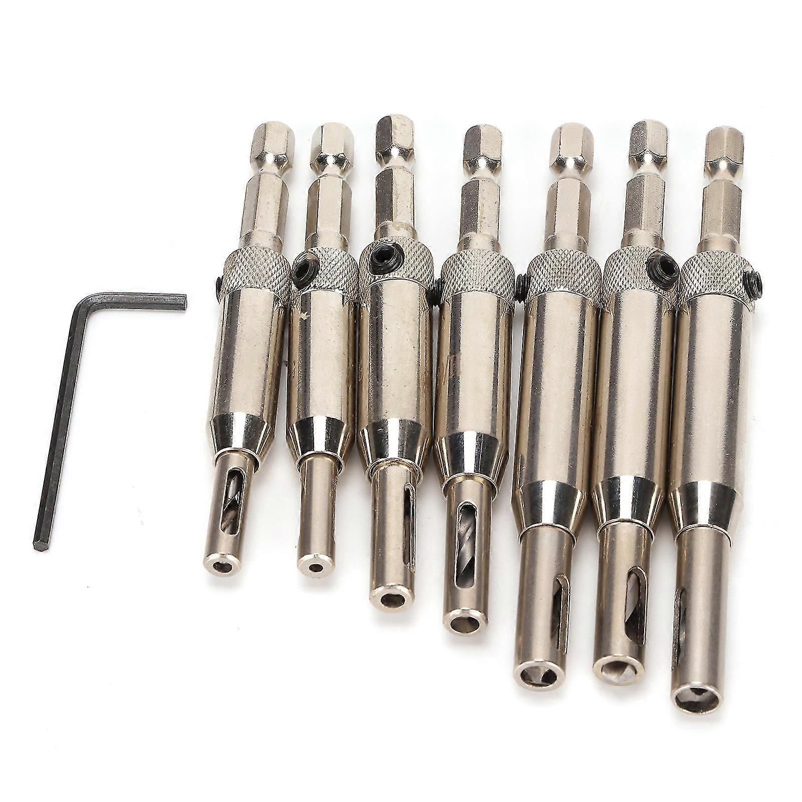 High Speed Steel Hinge Drill Bit Set - 7pcs for Woodworking Window Door